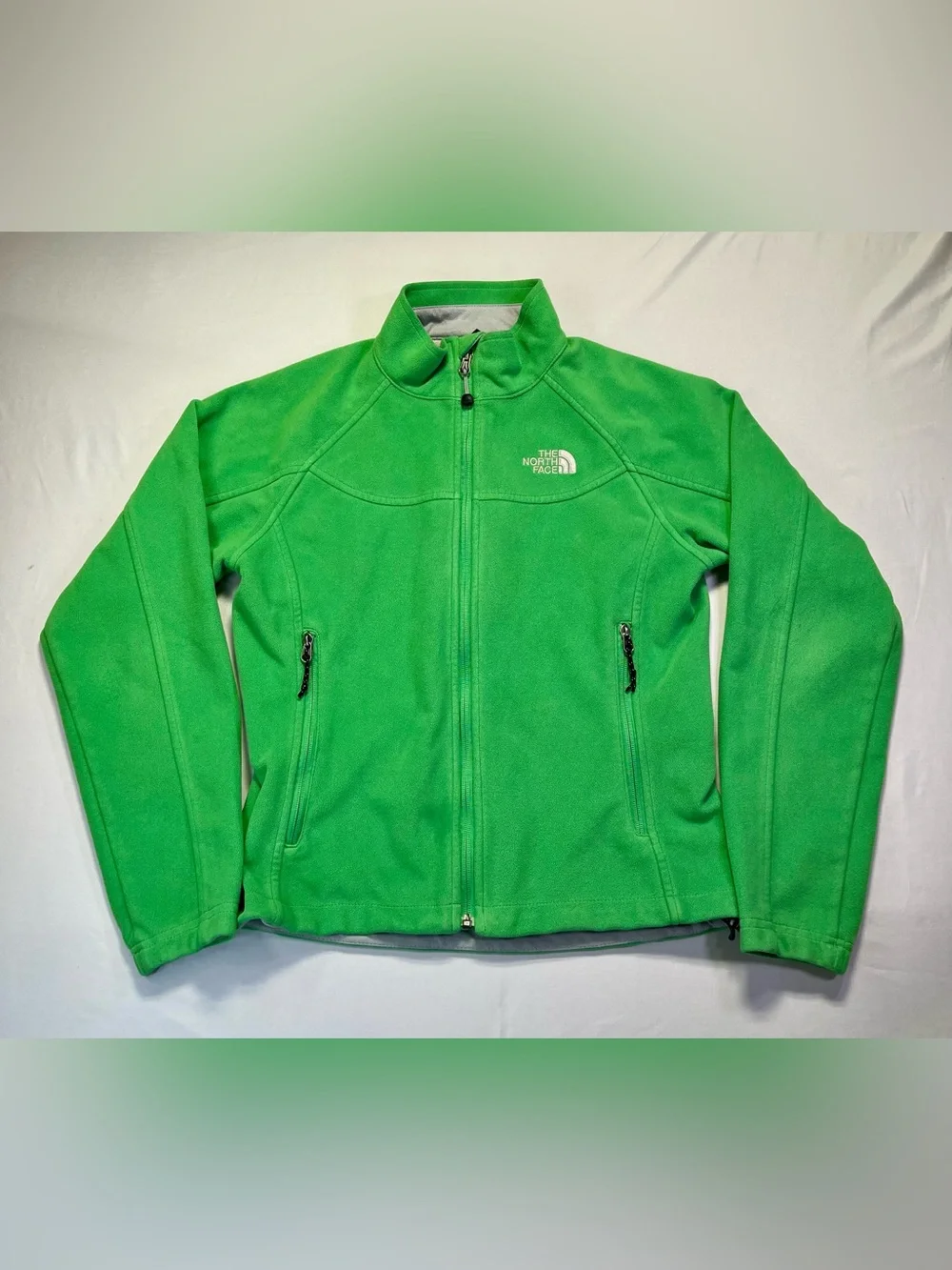 The North Face Womens Kelly Green Full Zip Fleece Windwall Jacket Coat Winter M